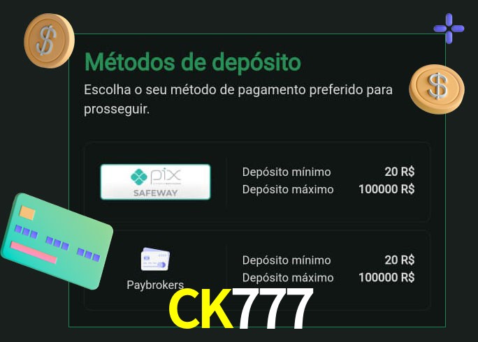 O cassino CK777 oferece uma grande variedade de métodos de pagamento